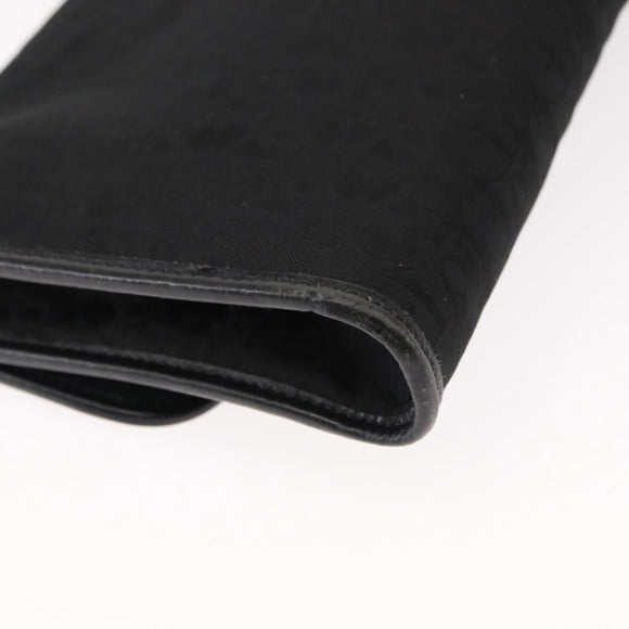 Christian Dior Trotter Canvas Chain Shoulder Bag Black Gold Auth gh1096