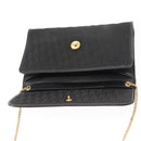 Christian Dior Trotter Canvas Chain Shoulder Bag Black Gold Auth gh1096-10