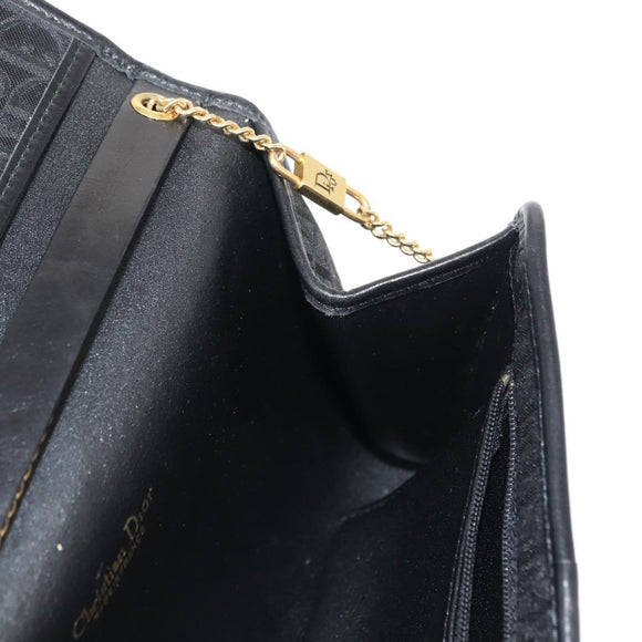 Christian Dior Trotter Canvas Chain Shoulder Bag Black Gold Auth gh1096