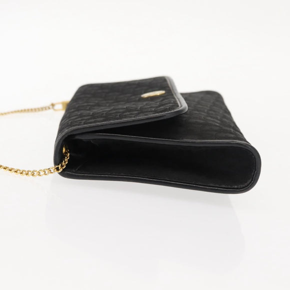 Christian Dior Trotter Canvas Chain Shoulder Bag Black Gold Auth gh1096