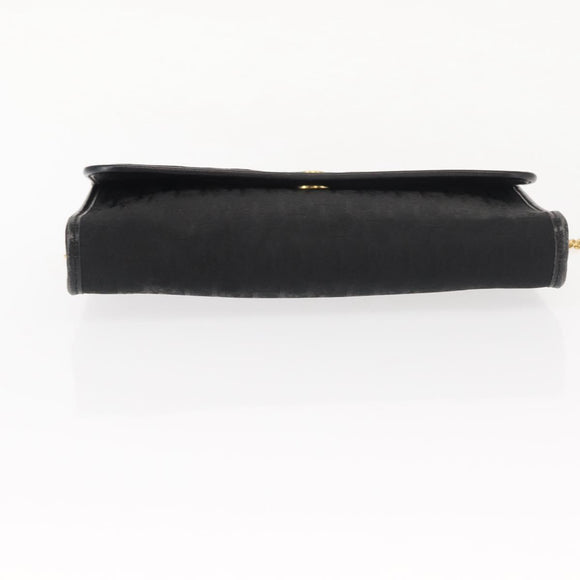 Christian Dior Trotter Canvas Chain Shoulder Bag Black Gold Auth gh1096