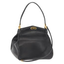 Christian Dior Shoulder Bag Leather Black Gold Auth gh1097-1
