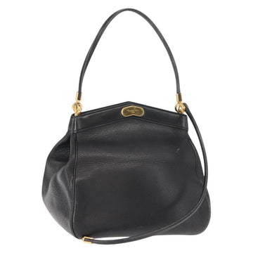 Christian Dior Shoulder Bag Leather Black Gold Auth gh1097