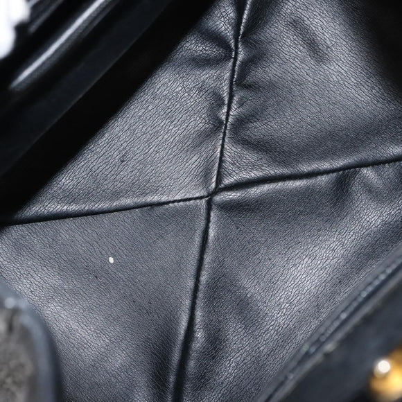 Christian Dior Shoulder Bag Leather Black Gold Auth gh1097