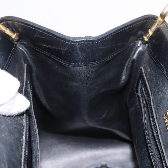 Christian Dior Shoulder Bag Leather Black Gold Auth gh1097