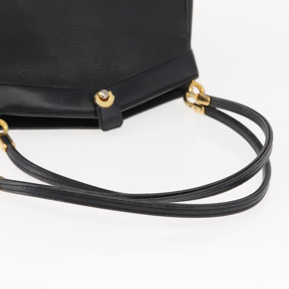 Christian Dior Shoulder Bag Leather Black Gold Auth gh1097
