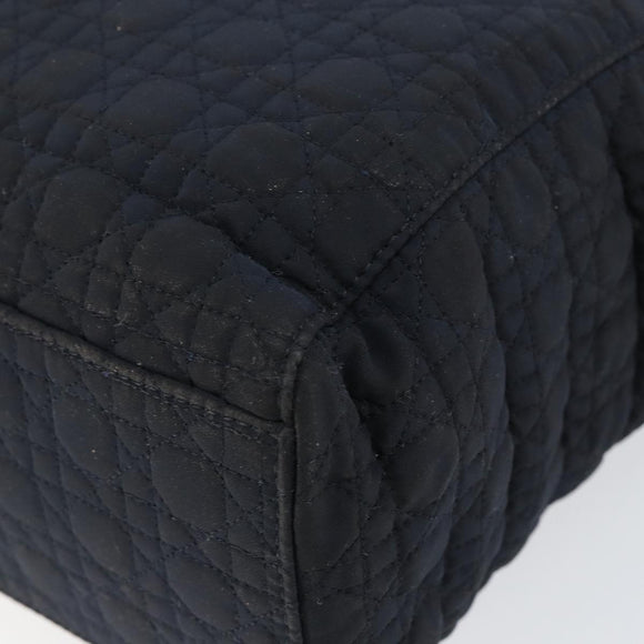 Christian Dior Canage Hand Bag Nylon Navy Gold Auth gh1098