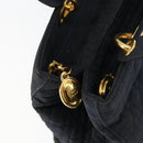 Christian Dior Canage Hand Bag Nylon Navy Gold Auth gh1098-10