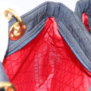 Christian Dior Canage Hand Bag Nylon Navy Gold Auth gh1098-20