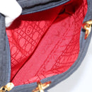 Christian Dior Canage Hand Bag Nylon Navy Gold Auth gh1098-21