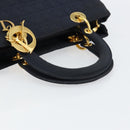 Christian Dior Canage Hand Bag Nylon Navy Gold Auth gh1098-7
