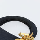 Christian Dior Canage Hand Bag Nylon Navy Gold Auth gh1098-8