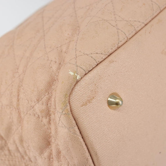Christian Dior Canage Tote Bag Coated Canvas Pink Gold Auth gh1099