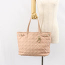 Christian Dior Canage Tote Bag Coated Canvas Pink Gold Auth gh1099-23