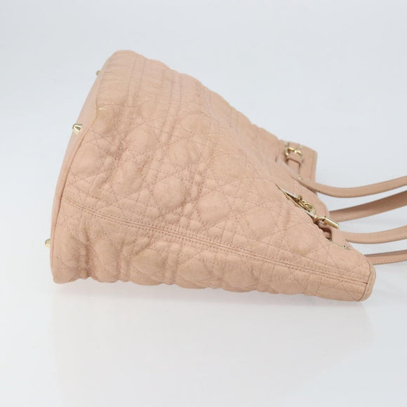 Christian Dior Canage Tote Bag Coated Canvas Pink Gold Auth gh1099