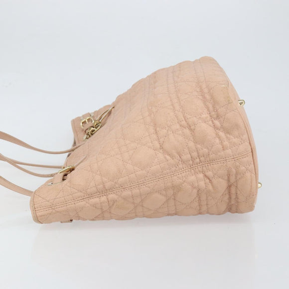 Christian Dior Canage Tote Bag Coated Canvas Pink Gold Auth gh1099