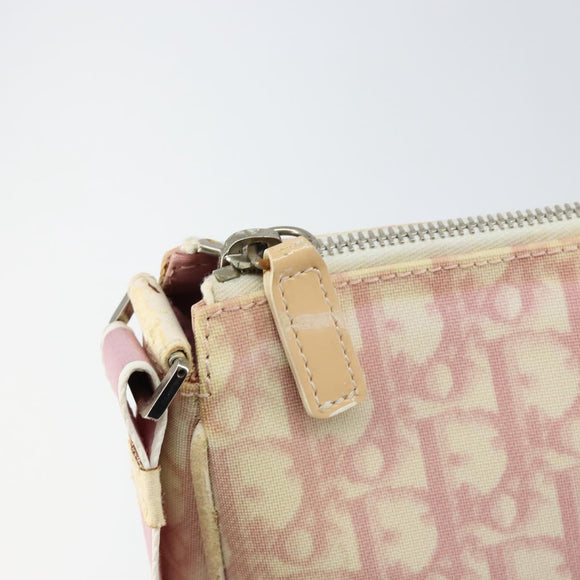 Christian Dior Trotter Canvas Shoulder Bag PVC Pink Silver Auth gh1100