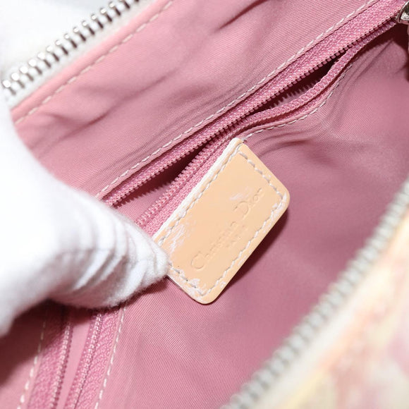 Christian Dior Trotter Canvas Shoulder Bag PVC Pink Silver Auth gh1100