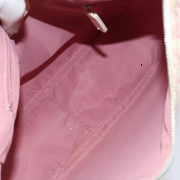 Christian Dior Trotter Canvas Shoulder Bag PVC Pink Silver Auth gh1100