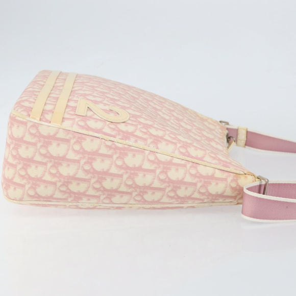 Christian Dior Trotter Canvas Shoulder Bag PVC Pink Silver Auth gh1100