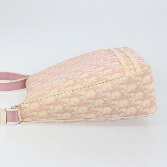 Christian Dior Trotter Canvas Shoulder Bag PVC Pink Silver Auth gh1100