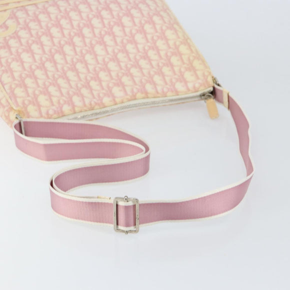 Christian Dior Trotter Canvas Shoulder Bag PVC Pink Silver Auth gh1100
