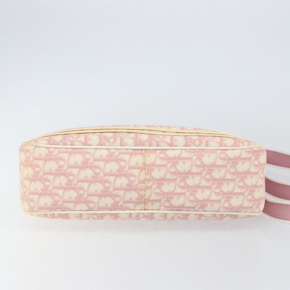 Christian Dior Trotter Canvas Shoulder Bag PVC Pink Silver Auth gh1100