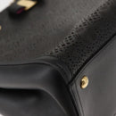 Salvatore Ferragamo Vala Chain Tote Bag Leather Black Gold Auth gh1102-9