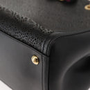 Salvatore Ferragamo Vala Chain Tote Bag Leather Black Gold Auth gh1102-14