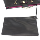 Salvatore Ferragamo Vala Chain Tote Bag Leather Black Gold Auth gh1102-20