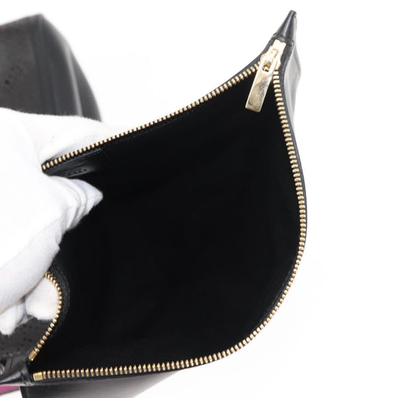 Salvatore Ferragamo Vala Chain Tote Bag Leather Black Gold Auth gh1102