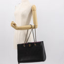 Salvatore Ferragamo Vala Chain Tote Bag Leather Black Gold Auth gh1102-22