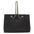 Salvatore Ferragamo Vala Chain Tote Bag Leather Black Gold Auth gh1102-2