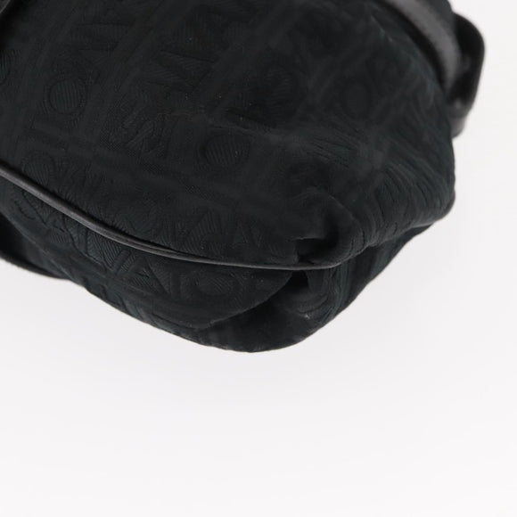 Salvatore Ferragamo Gancini Tote Bag Canvas Black Silver Auth gh1104