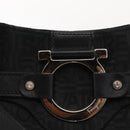 Salvatore Ferragamo Gancini Tote Bag Canvas Black Silver Auth gh1104-14