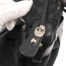 Salvatore Ferragamo Gancini Tote Bag Canvas Black Silver Auth gh1104-15