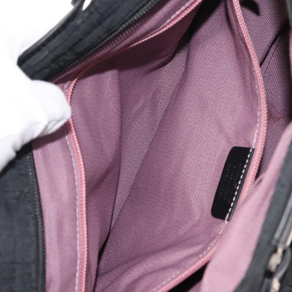 Salvatore Ferragamo Gancini Tote Bag Canvas Black Silver Auth gh1104