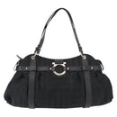 Salvatore Ferragamo Gancini Tote Bag Canvas Black Silver Auth gh1104-2