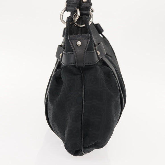 Salvatore Ferragamo Gancini Tote Bag Canvas Black Silver Auth gh1104