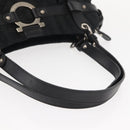 Salvatore Ferragamo Gancini Tote Bag Canvas Black Silver Auth gh1104-7