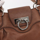 Salvatore Ferragamo Gancini Tote Bag Suede Beige Silver Auth gh1105-17