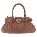 Salvatore Ferragamo Gancini Tote Bag Suede Beige Silver Auth gh1105-13