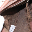 Salvatore Ferragamo Gancini Tote Bag Suede Beige Silver Auth gh1105-22