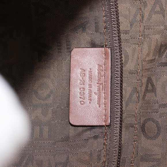 Salvatore Ferragamo Gancini Tote Bag Suede Beige Silver Auth gh1105