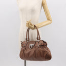 Salvatore Ferragamo Gancini Tote Bag Suede Beige Silver Auth gh1105-23