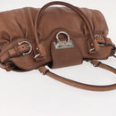 Salvatore Ferragamo Gancini Tote Bag Suede Beige Silver Auth gh1105-6