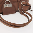 Salvatore Ferragamo Gancini Tote Bag Suede Beige Silver Auth gh1105-7