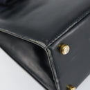 Salvatore Ferragamo Vala Hand Bag Leather Navy Gold Auth gh1106-14