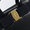 Salvatore Ferragamo Vala Hand Bag Leather Navy Gold Auth gh1106-10