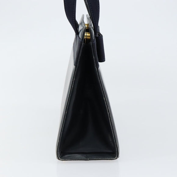 Salvatore Ferragamo Vala Hand Bag Leather Navy Gold Auth gh1106